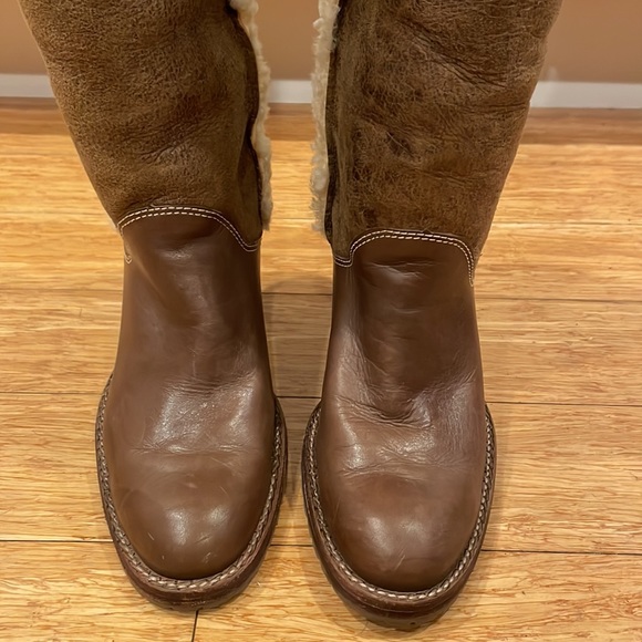 Micheal Kors Brown Leather Shearling Heeled Boots size 8.5 - Picture 5 of 16